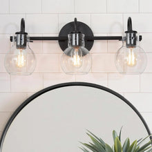 Olia Modern Black 3-Light Linear Bathroom Vanity Lights Globe Glass Wall Sconces