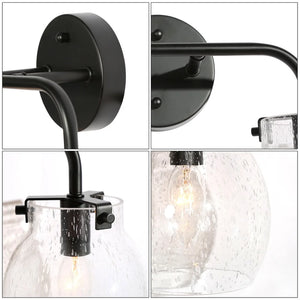 Olia Mid-Century Modern 2-Light Linear Seeded Glass Bathroom Vanity Light - L14"xW6.5"xH10"