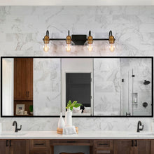 Olia Modern Brass Black 3/4/5-Light Bathroom Vanity Lights Clear Glass Wall Sconces