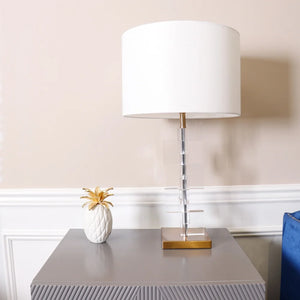 Pasargad Home Spire Collection in Modern Style Table Lamp with E27 bulb and White Shade, On-Off Switch - L27"xD15"