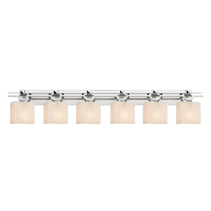 Porcelina Argyle 6-Light Polished Chrome Bath Bar, Pleats Rectangle Shade