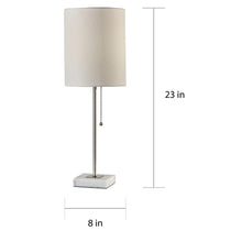 Porch & Den Atlantic Marble Base/White Fabric Shade Table Lamp