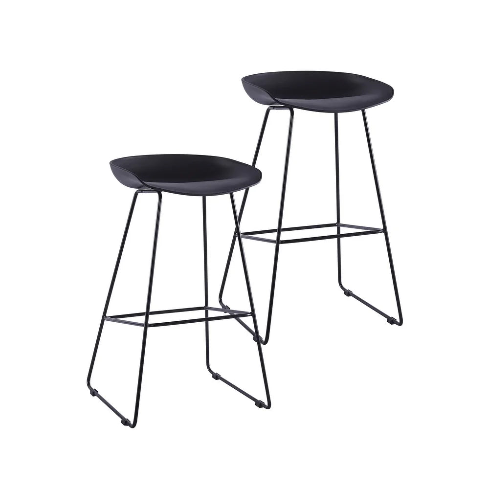 Porthos Home Aaro Bar Stools Set of 2, Plastic Seat, Iron Sled Legs