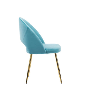 Porthos Home Batia Dining Chair, Velvet Upholstery, Gold Metal Legs - Aqua