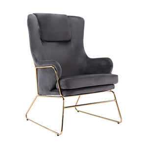 Porthos Home Brax Accent Chair with Armrests, Velvet, Golden Sled Legs