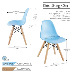 Porthos Home Brock Kids Chairs Set Of 2, Plastic Seat, Beech Wood Legs
