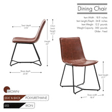 Porthos Home Bruna Dining Chairs Set of 2, PU Leather, Cross Sled Legs