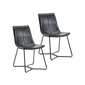 Porthos Home Bruna Dining Chairs Set of 2, PU Leather, Cross Sled Legs