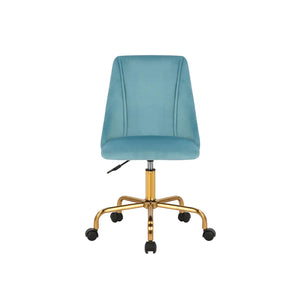 Porthos Home Caia Armless Office Chair, Velvet, Gold Metal Legs