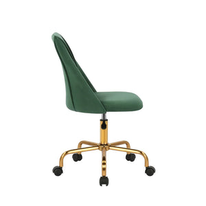 Porthos Home Caia Armless Office Chair, Velvet, Gold Metal Legs