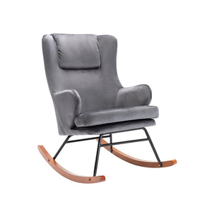 Porthos Home Dax Rocking Accent Chair, Velvet, Rubber Wood and Steel Legs