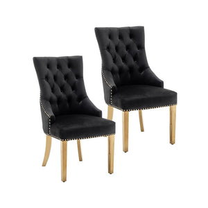 Porthos Home Drew Tufted Velvet Dining Chairs with Gold Chrome Legs, Set of 2