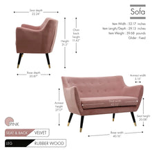 Porthos Home Dulce Small Sofa For Living Room, Velvet, Wooden Legs