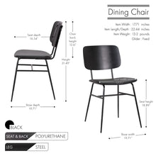 Porthos Home Edsel Set of 2 Dining Chairs, PU Leather, Steel Frame