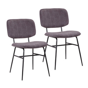 Porthos Home Efia Set of 2 Dining Chairs, Steel Frames, Armless - Grey