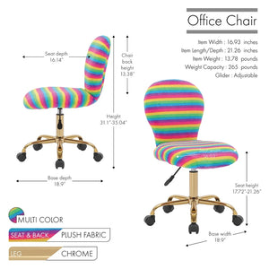 Porthos Home Esme Office Chair, Colorful Plush Fabric, Gold Metal Legs -Multi Color