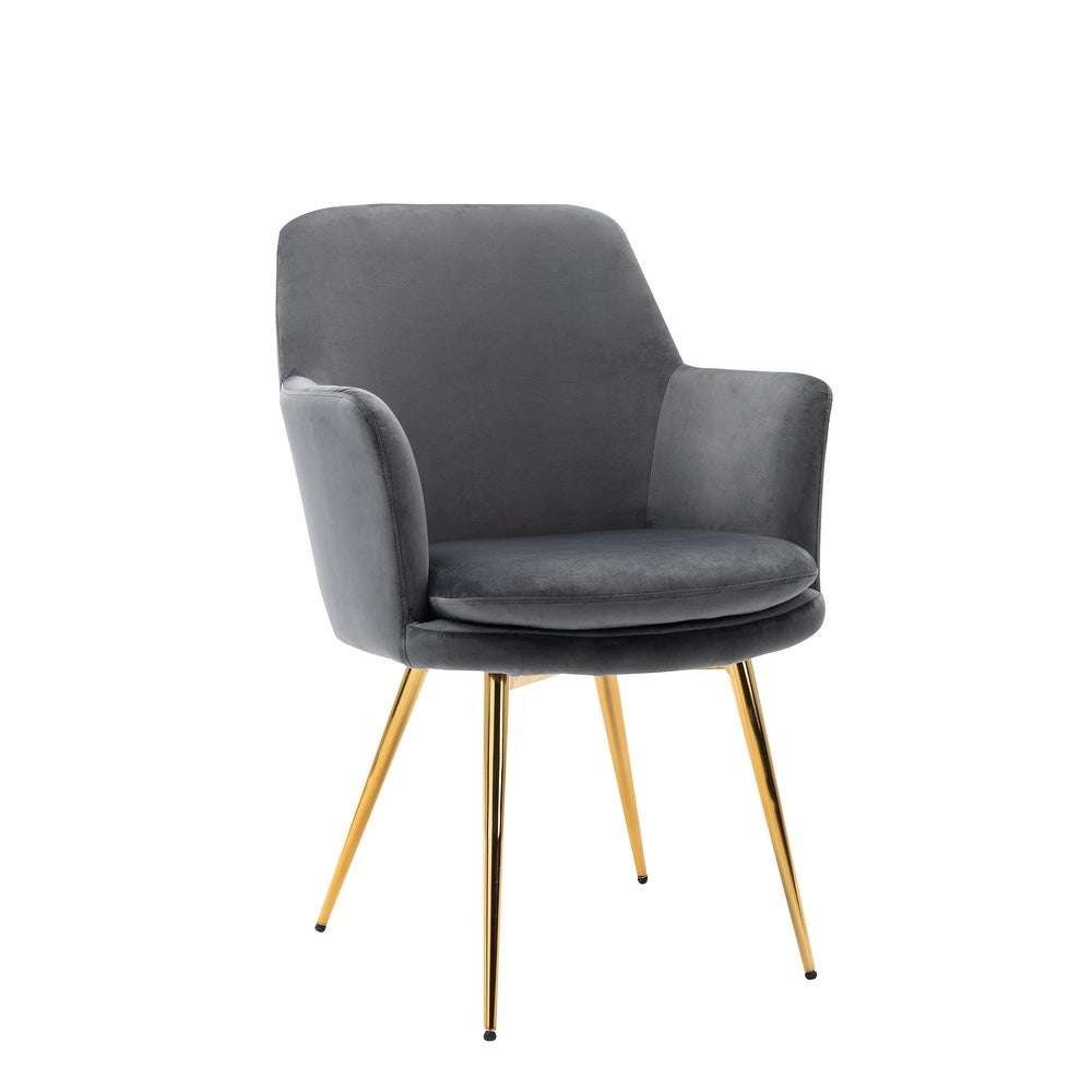 Porthos Home Gemma Velvet and Goldtone Metal Accent Chair - Grey