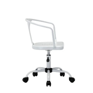 Porthos Home Ingo Swivel Office Chair, Iron Seat, Back and Armrests - White