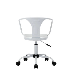 Porthos Home Ingo Swivel Office Chair, Iron Seat, Back and Armrests - White