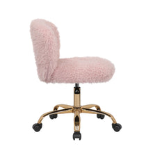 Porthos Home Itzel Armless Office Chair, Plush Fabric, Gold Legs