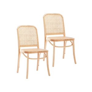 Porthos Home Jalyn Dining Chairs Set of 2, Rattan Webbing, Birch Wood Legs - Nature