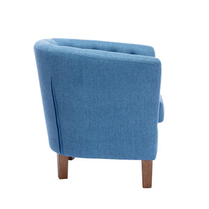 Porthos Home Kady Accent Chair, Barrel Back, Fabric Upholstery, Rubberwood Legs - Blue