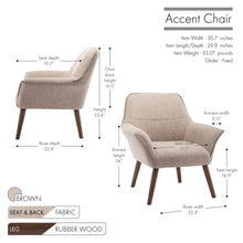 Porthos Home Llya Accent Chair, Fabric Upholstery, Rubberwood Legs