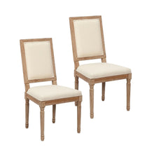 Porthos Home Mako Dining Chairs Set of 2, Rectangular Back, Linen Upholstery, Elm Wood Frame