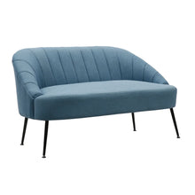 Porthos Home Myla Love Seat Sectional Couch Sofa, Woven Fabric, Metal Legs - Blue