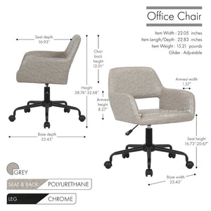 Porthos Home Pepa Swivel PU Leather Office Chair with Armrests