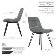Porthos Home Rai Armless Dining Chairs Set Of 2, PU Leather Upholstery - Grey