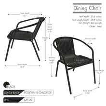 Porthos Home Riley Patio Chairs/Dining Chairs Set of 4, PVC and Metal - Black