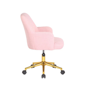 Porthos Home Tana Swivel Office Chair, Teddy Fabric, Gold Chrome Legs