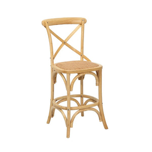 Porthos Home Ziva Counter Stools Set of 2, Elm Wood with Woven Rattan