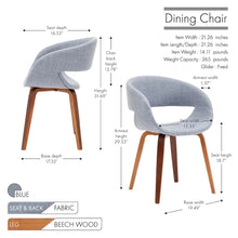 Porthos Homes Mid-century Style Dining Chair With Fabric Upholstery - Grey