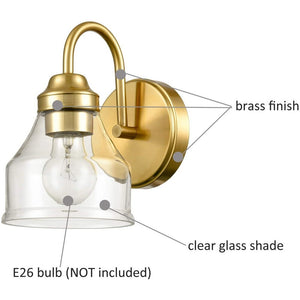 Procida Modern Brass Bathroom Light Fixture w/ Clear Glass Shade