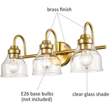 Procida Modern Brass Bathroom Light Fixture w/ Clear Glass Shade