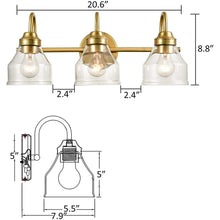 Procida Modern Brass Bathroom Light Fixture w/ Clear Glass Shade