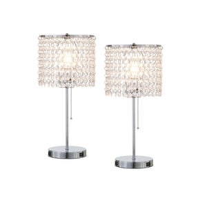 Q-Max Modern Sparkling Acrylic Crystal Beads Table Light With USB Ports (Set Of 2)