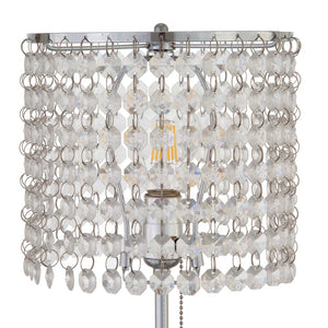 Q-Max Modern Sparkling Acrylic Crystal Beads Table Light With USB Ports (Set Of 2)