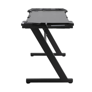 Quico Gaming Desk, Carbon Fiber Top and Z-shaped Iron Legs - Black