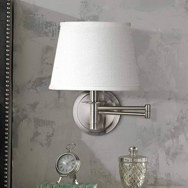 Kenroy Home Sheppard Brushed Steel Plug-In Swing Arm Wall Lamp