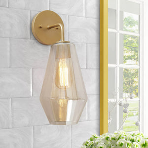 Rella 9'' Modern Bathroom Vanity light Smoked Glass Large Wall Sconces Dimmable - Gold - L9"x W7"x H16"