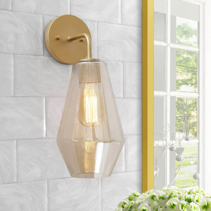 Rella 9'' Modern Bathroom Vanity light Smoked Glass Large Wall Sconces Dimmable - Gold - L9