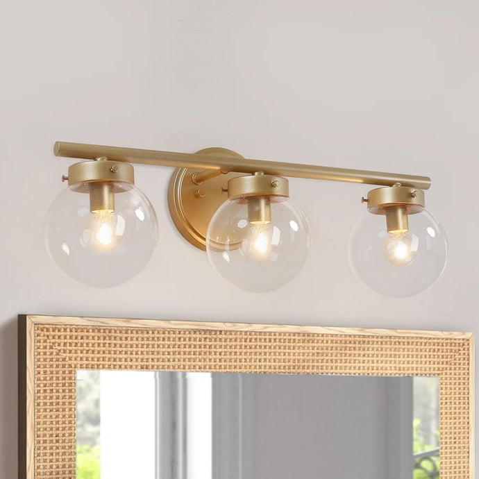 Rella Modern Bathroom Vanity Light Orb Glass Dimmable Wall Sconces for Powder Room