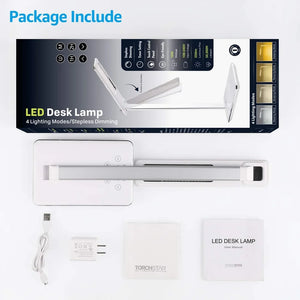 LED Desk Lamps, 4 Lighting Modes, Dimmable USB Charger Black/White