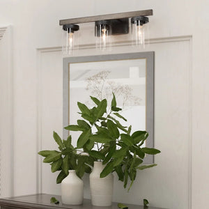 Modern Farmhouse 3-light Linear Bathroom Vanity Lights Rustic Glass Wall Sconces - L 21.7'' * W 5.5'' * H 8.5''