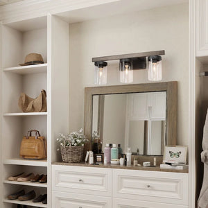 Modern Farmhouse 3-light Linear Bathroom Vanity Lights Rustic Glass Wall Sconces - L 21.7'' * W 5.5'' * H 8.5''