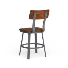 Rustic Walnut Restaurant Chair with Wood Seat & Back and Gray Powder Coat Frame - 16.25"W x 22.25"D x 33.5"H