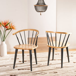 SAFAVIEH Dining Country Blanchard Natural / Grey Dining Chairs (Set of 2) - 21.3" x 20.5" x 29.9"